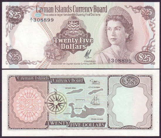 1972 Cayman Islands $25 (Unc) L001520